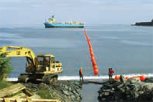 Undersea fiber optic cables are installed in Alaska.