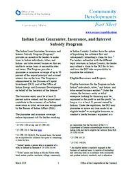 Community Affairs Fact Sheet: Indian Loan Guarantee, Insurance, and Interest Subsidy Program - March 2019